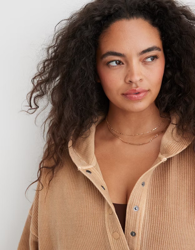 Aerie Textured Henley Hoodie | American Eagle Outfitters (US & CA)