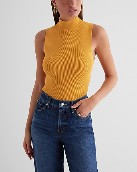 Silky Soft Fitted Mock Neck Sweater Tank | Express