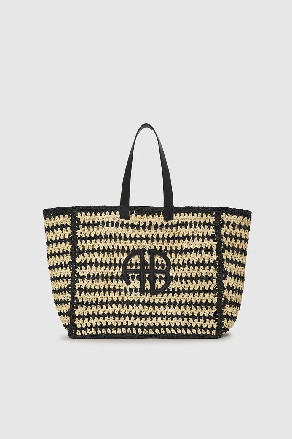 ANINE BING Large Rio Tote in Black And Natural Stripe | Anine Bing