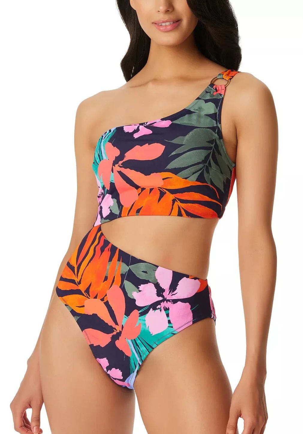 $98 Jessica Simpson Womens Island Paradise Cutout One-Piece Swimsuit Blue Small | Walmart (US)