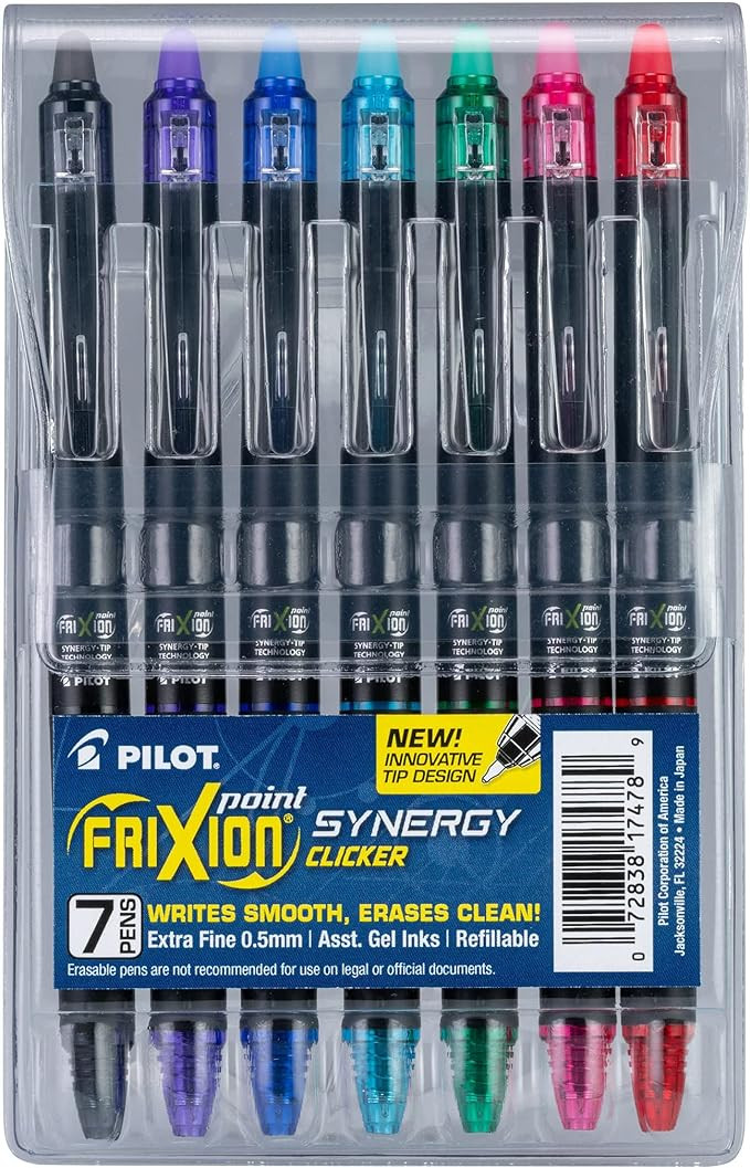 Pilot FriXion Synergy Clicker Erasable, Refillable, Retractable Gel Ink Pens, Extra Fine Point 0.... | Amazon (US)