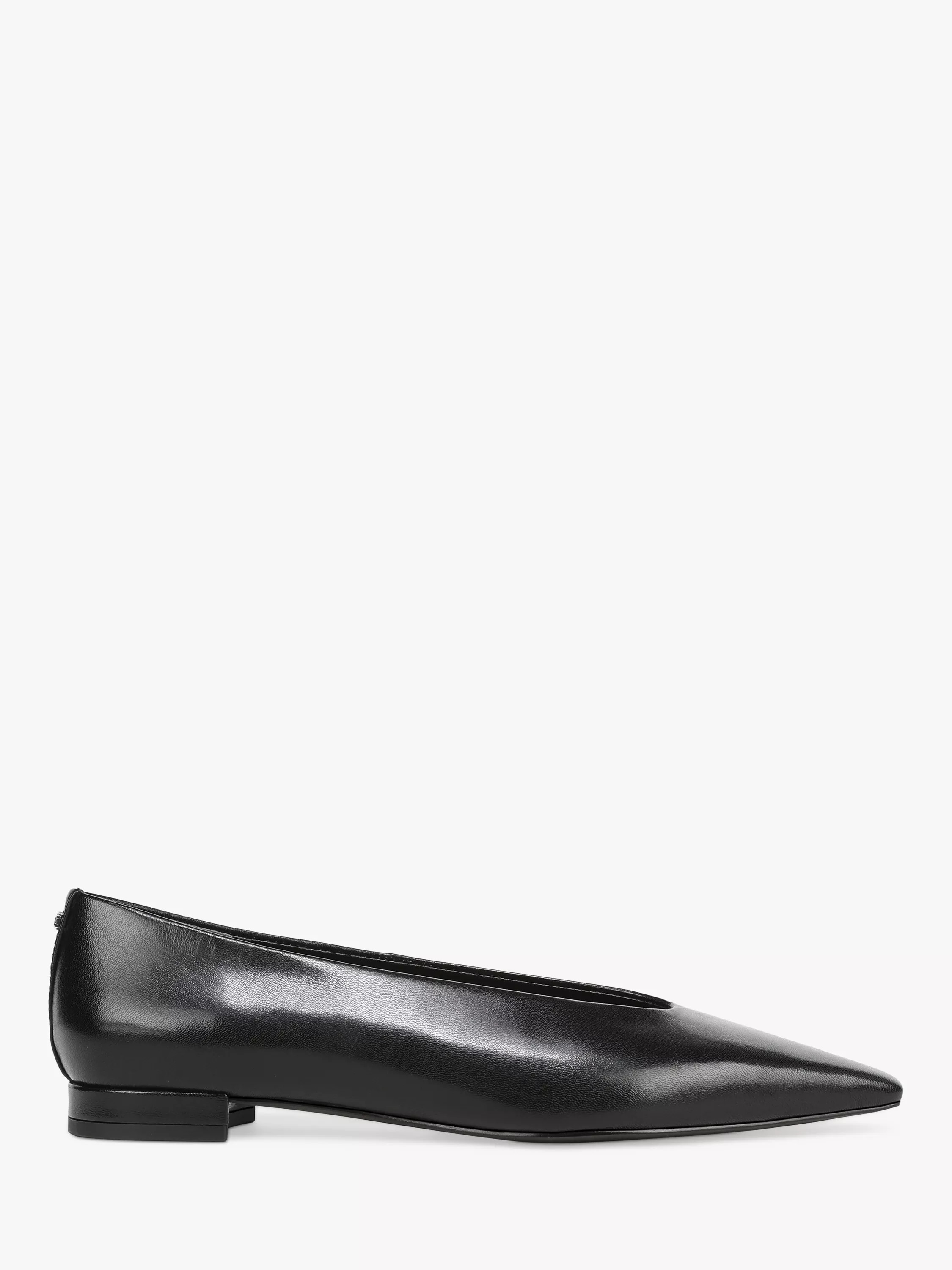 Emory Leather Pointed Toe Ballerina Pumps, Black, 4 | John Lewis (UK)