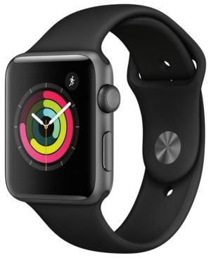 Apple Watch Series 3 (Gps,) 42mm Space Gray Aluminum Case with Black Sport Band | Macys (US)