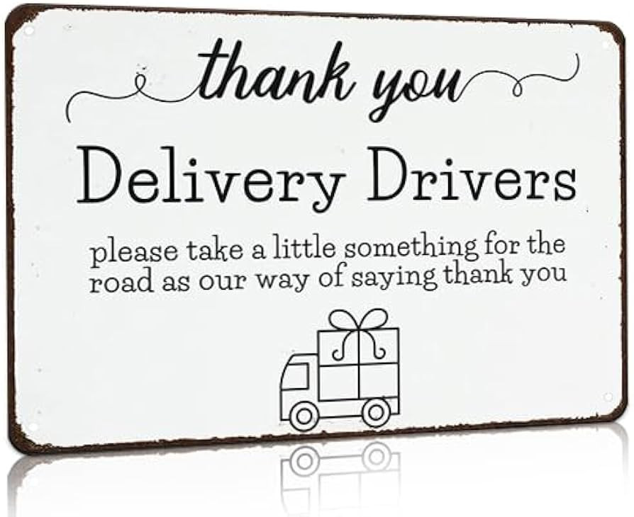 Bestylez Thank You Delivery Driver Vintage Metal Sign for Home Front Door Shop Office Decor 8 X 1... | Amazon (US)