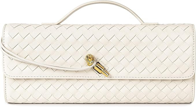 Woven Purse for Women Evening Clutch Woven Leather Handbags Crossbody Bag Formal Evening Bag(Blus... | Amazon (UK)