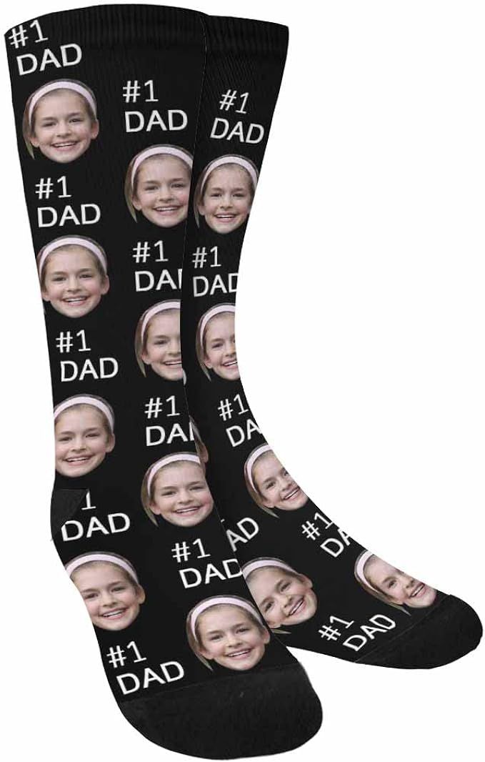 Custom Socks with Faces Change Men Face Size Personalized Printed Photo Crew Socks | Amazon (US)