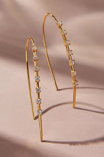 Delicate Crystal-Hook Hoop Earrings | Anthropologie (US)