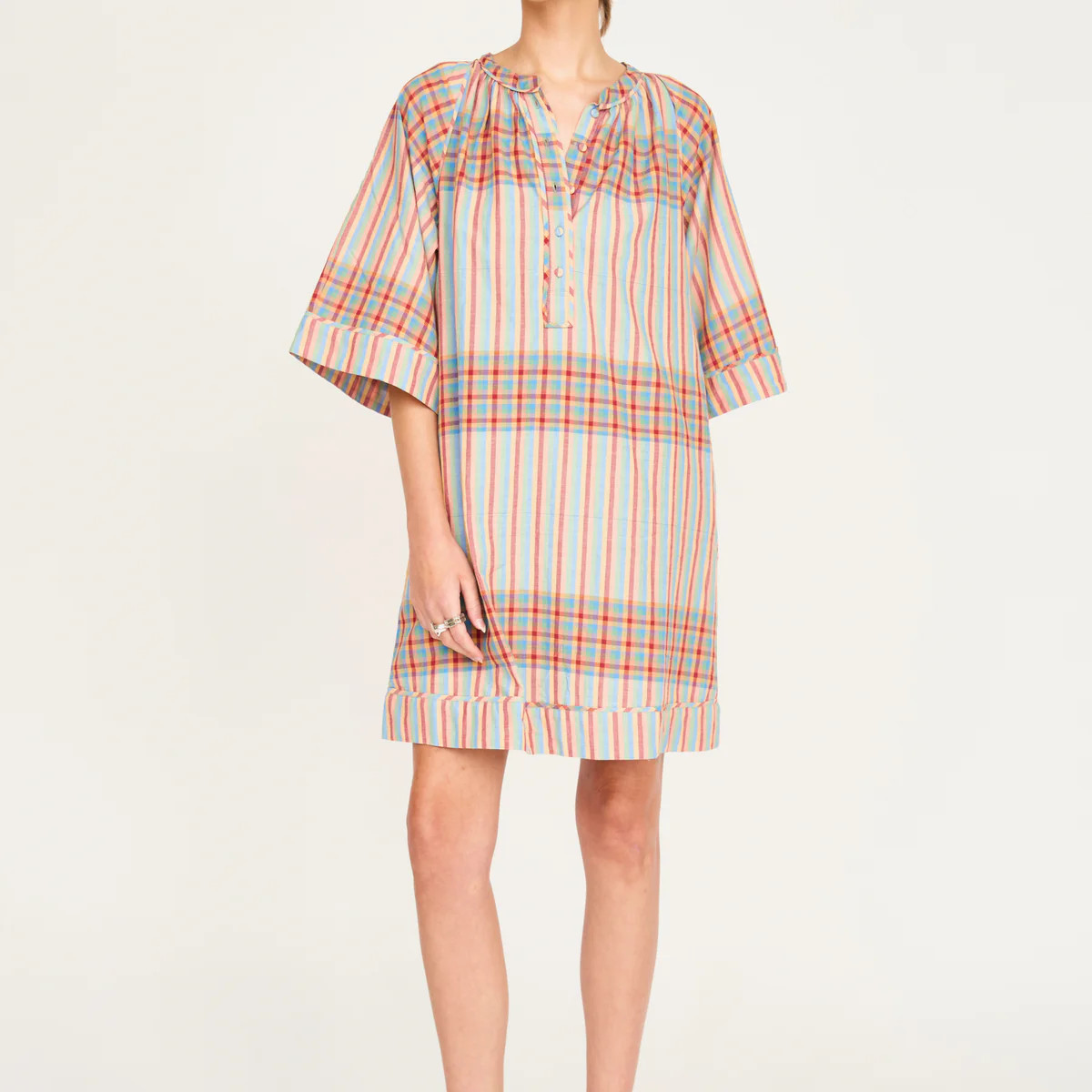 Faro Short Dress in Campfire Plaid | MIRTH