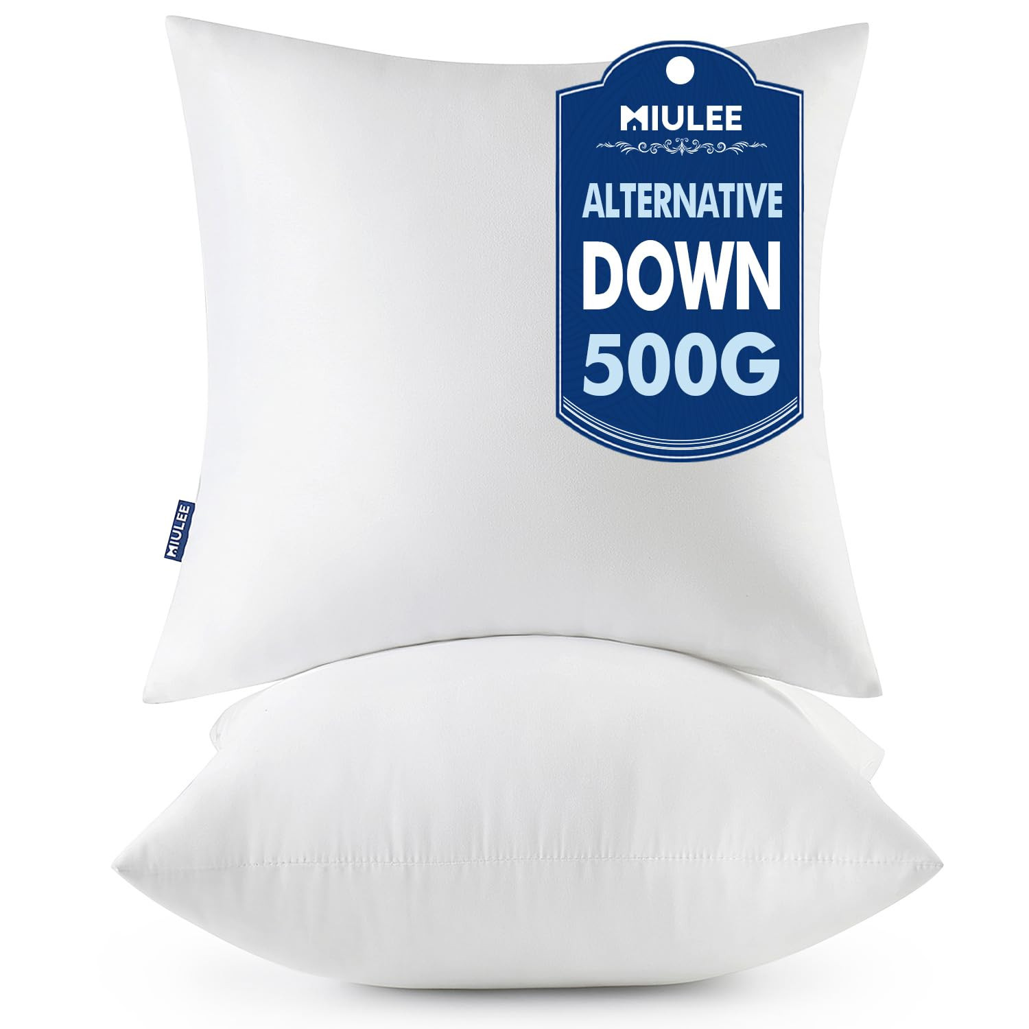 MIULEE Throw Pillows Inserts, Pack of 2 18x18 Inch 100% Virgin Fiber Filling Bed Couch Pillows | Amazon (US)