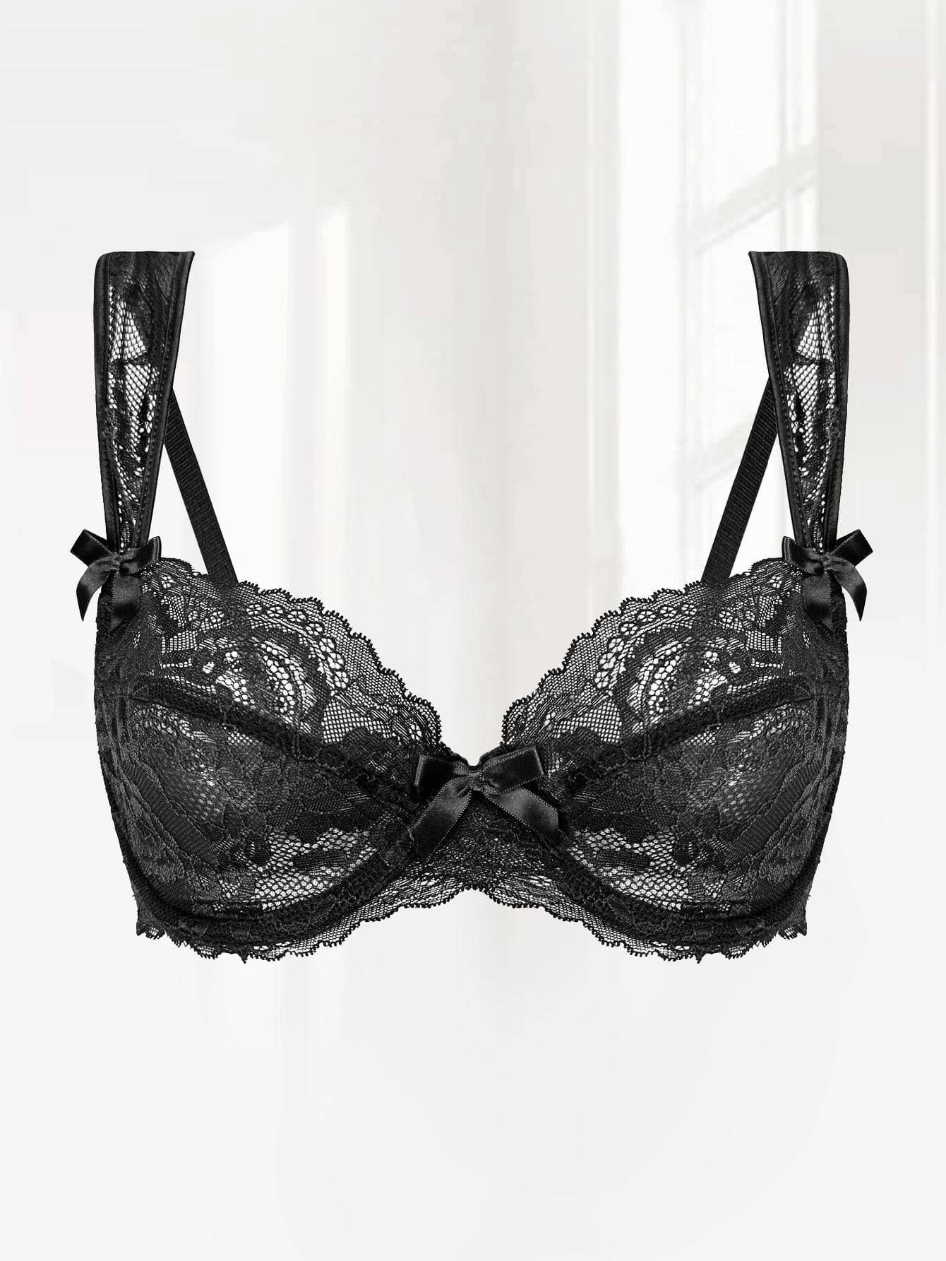 Floral Lace Bow Front Underwire Bra | SHEIN
