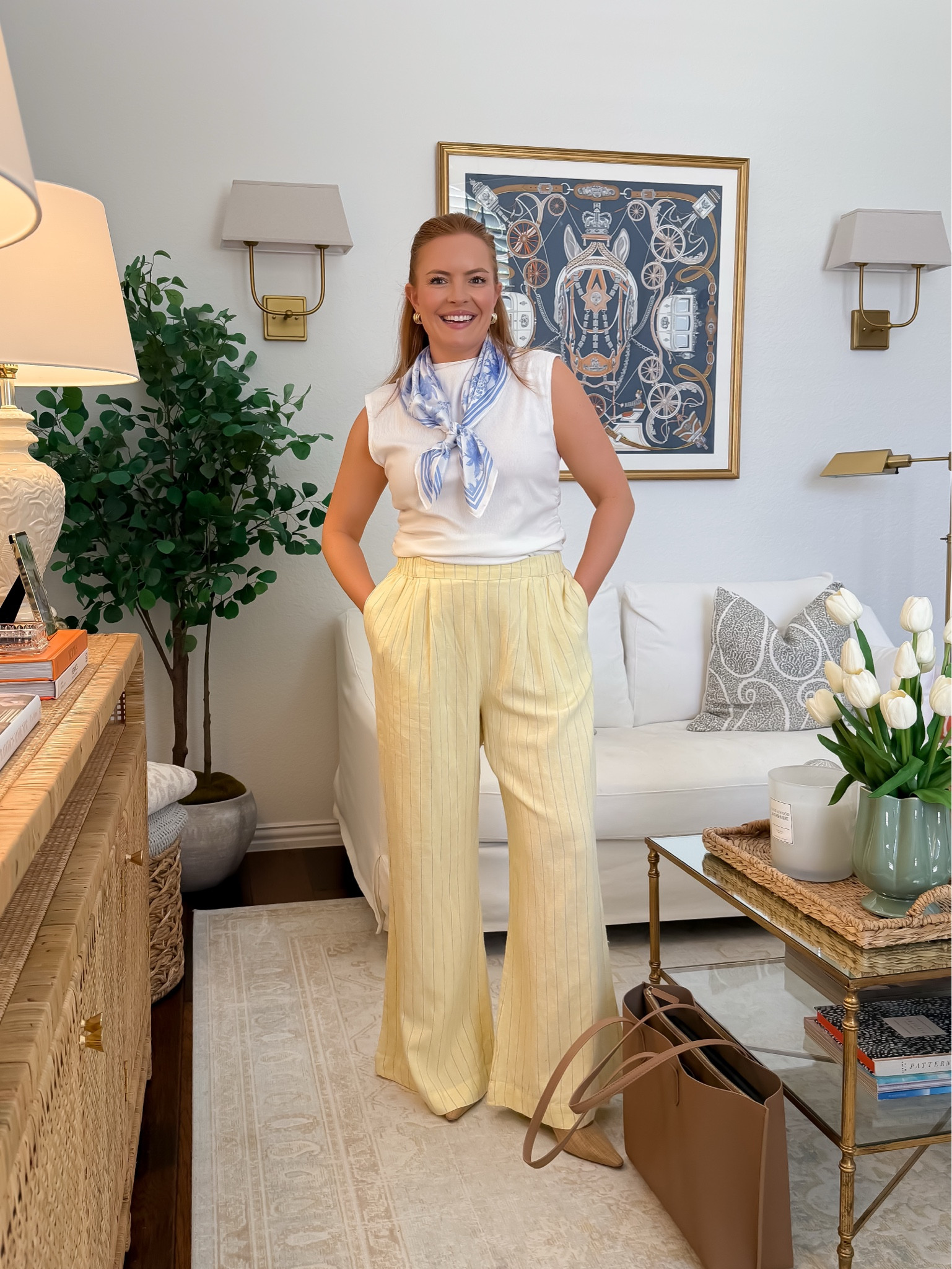If you want to add a little color to your work outfits without overthinking it… this is it ✨

These yellow trousers are such a fun statement but still feel work appropriate and polished. Paired with a simple sleeveless top and a scarf for a little extra detail—it instantly elevates the whole look.

The pants are flowy, comfortable, and flattering (aka perfect for long workdays), and the whole outfit feels light and breathable for warmer weather.

Perfect for: office days, events, or when you want to feel a little more put together.

Everything is linked in this LTK post 🤍

#workwearideas #businesscasualoutfits #springstyle #affordablefashion #workingmomoutfits

#LTKgrwm #LTKWorkwear #LTKmomlife