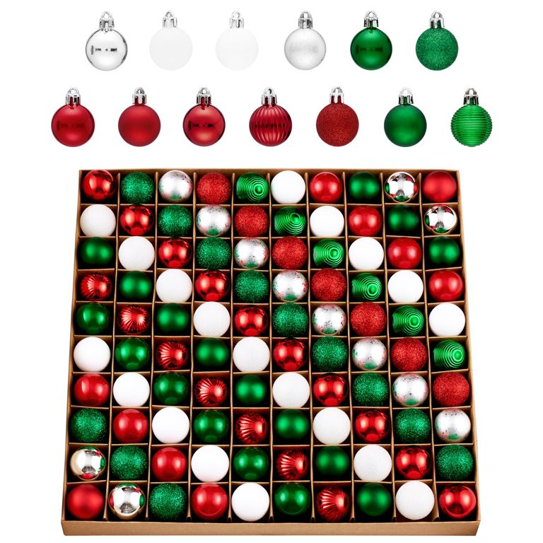Valery Madelyn 100ct 1.18 inches Christmas Ornaments, Classic Collection Splendor Red Green White... | Walmart (US)