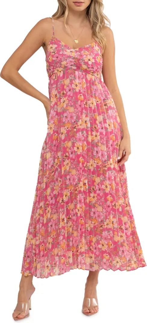 Floral Pleated V-Neck Maxi Dress | Nordstrom Rack