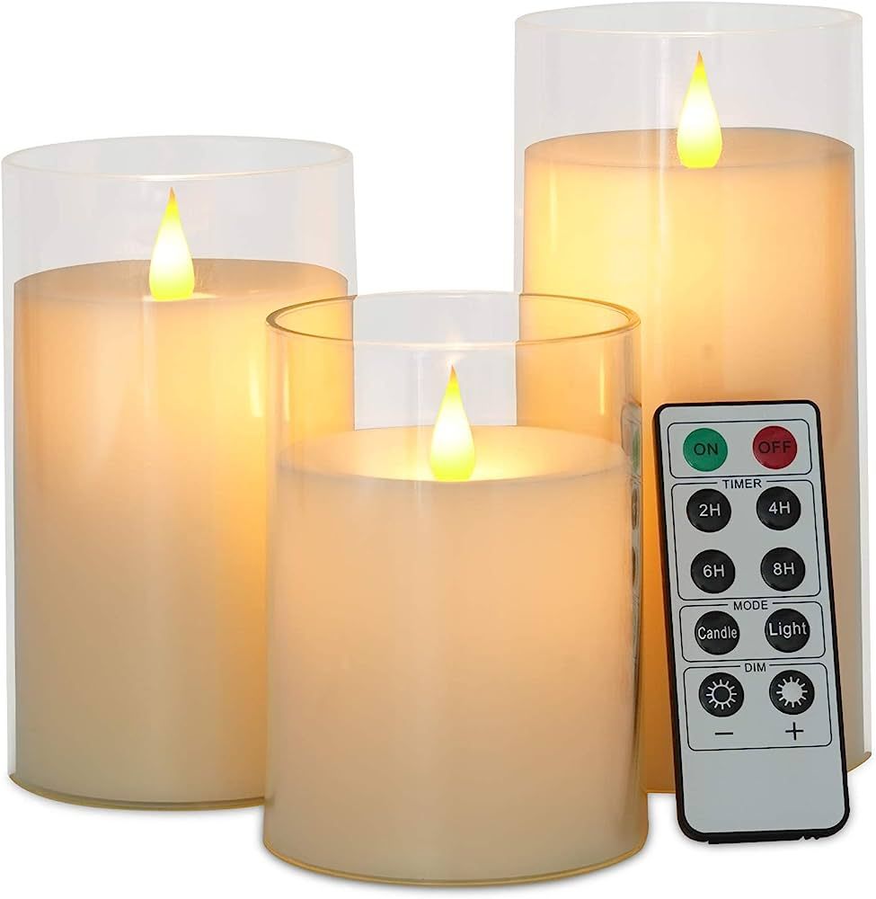 Aignis Flameless Candles Flickering Battery Operated Candles Pack of 3(D: 3 Inchx H: 4 Inch5 Inch... | Amazon (US)