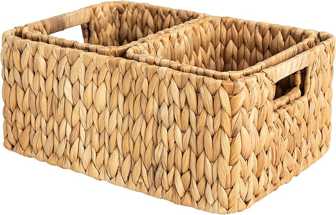 StorageWorks Hand-Woven Storage Baskets, Water Hyacinth Wicker Baskets for Organizing, Set of 3 (... | Amazon (US)