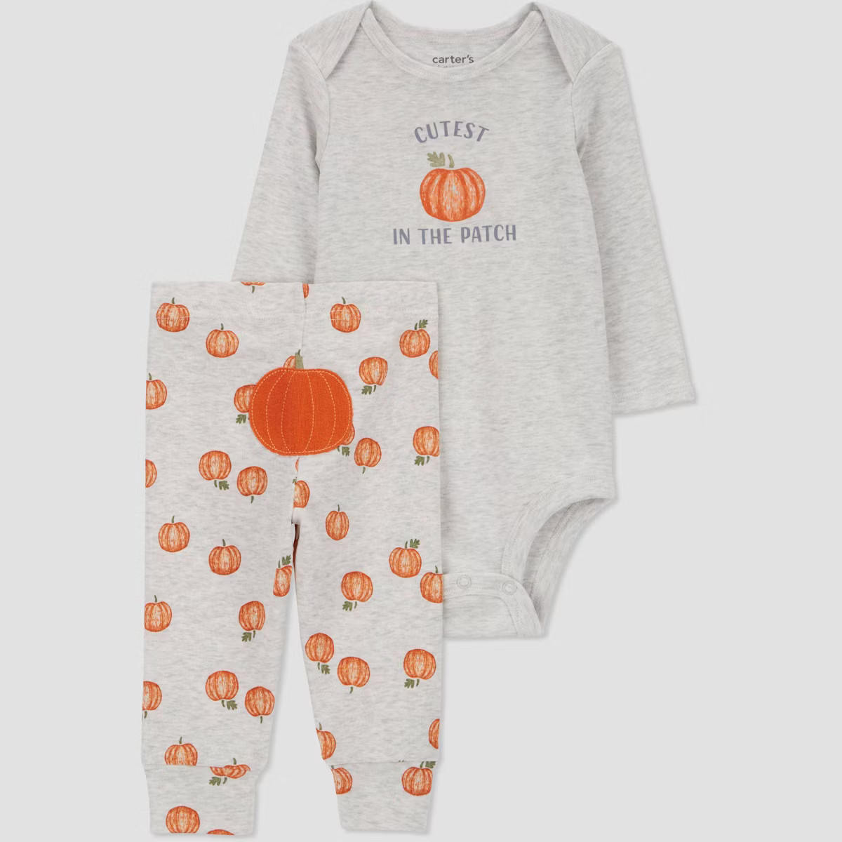 Carter's Just One You®️ Baby 2pc Pumpkins Top & Bottom Set - Orange/Gray | Target