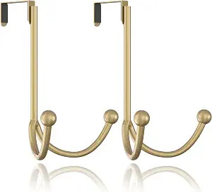2Packs Over The Door Double Hanger Hooks, Metal Twin Hooks Organizer for Hanging Coats, Hats, Rob... | Amazon (US)