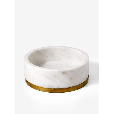 6in White Marble Bowl With Brass Ring | Walmart (US)