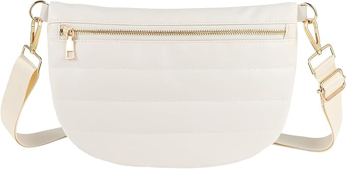 Quilted Puffer Leather Belt Bag for Women Puffer Crossbody Bags Puffy Sling Belt Bag Fanny Pack B... | Amazon (US)