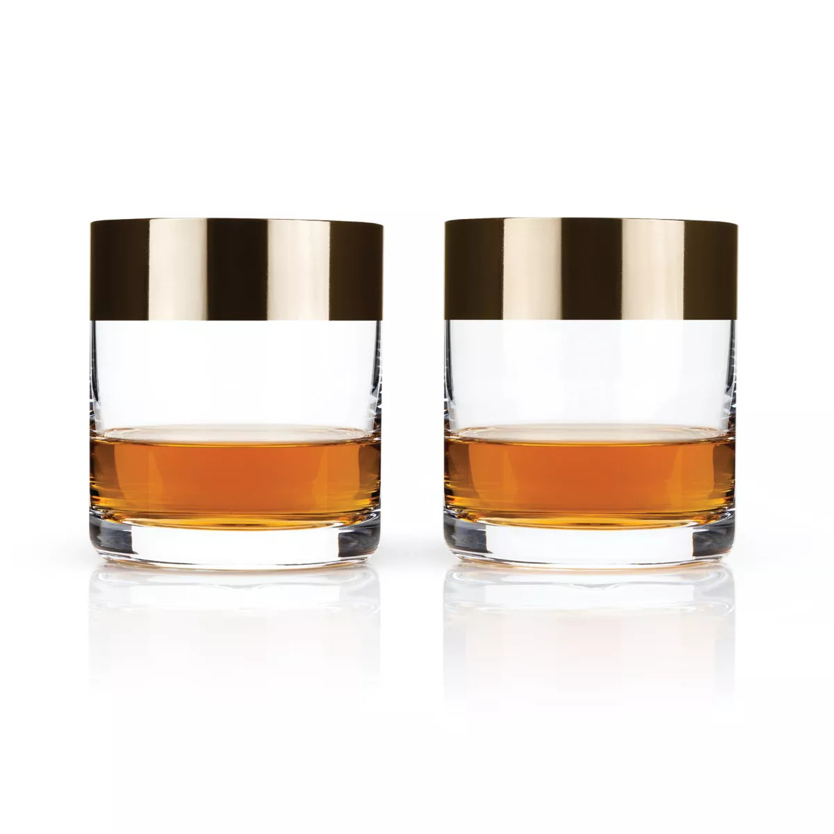 Viski Irving Bronze Rim Crystal Lowball Tumblers | Target