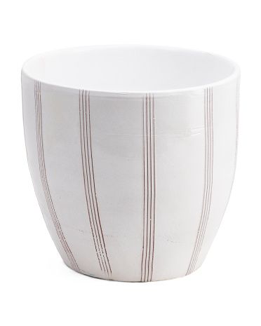 Large Global Stripe Glazed Ceramic Planter | Marshalls