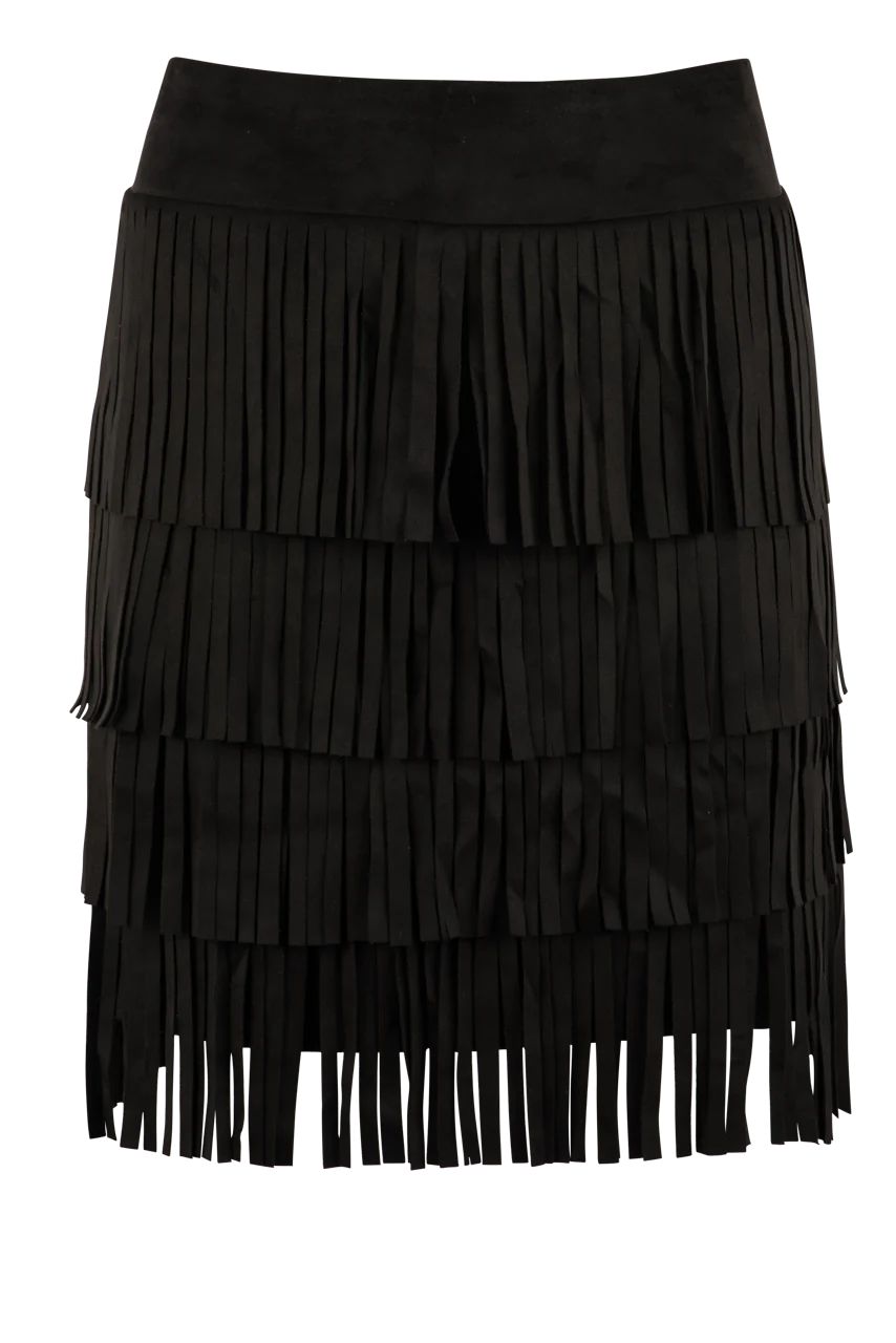 W.A.Y. Faux Suede Fringe Western Skirt | Pinto Ranch | Pinto Ranch