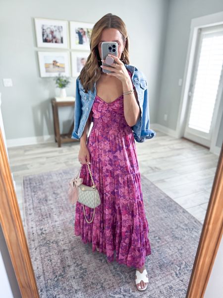 Free People maxi dress in XS. Date night outfit. Spring outfit. Nashville outfit. Baby shower dress. Wedding shower dress. Spring dress. Vacation outfit. Target slide sandals are TTS. Summer dress. Spring outfit. Gucci Ophidia purse. 

*Wearing XS and runs big - I think some of you could size down. Bust is a little big on me but otherwise love the fit. 

#LTKwedding #LTKshoecrush #LTKtravel