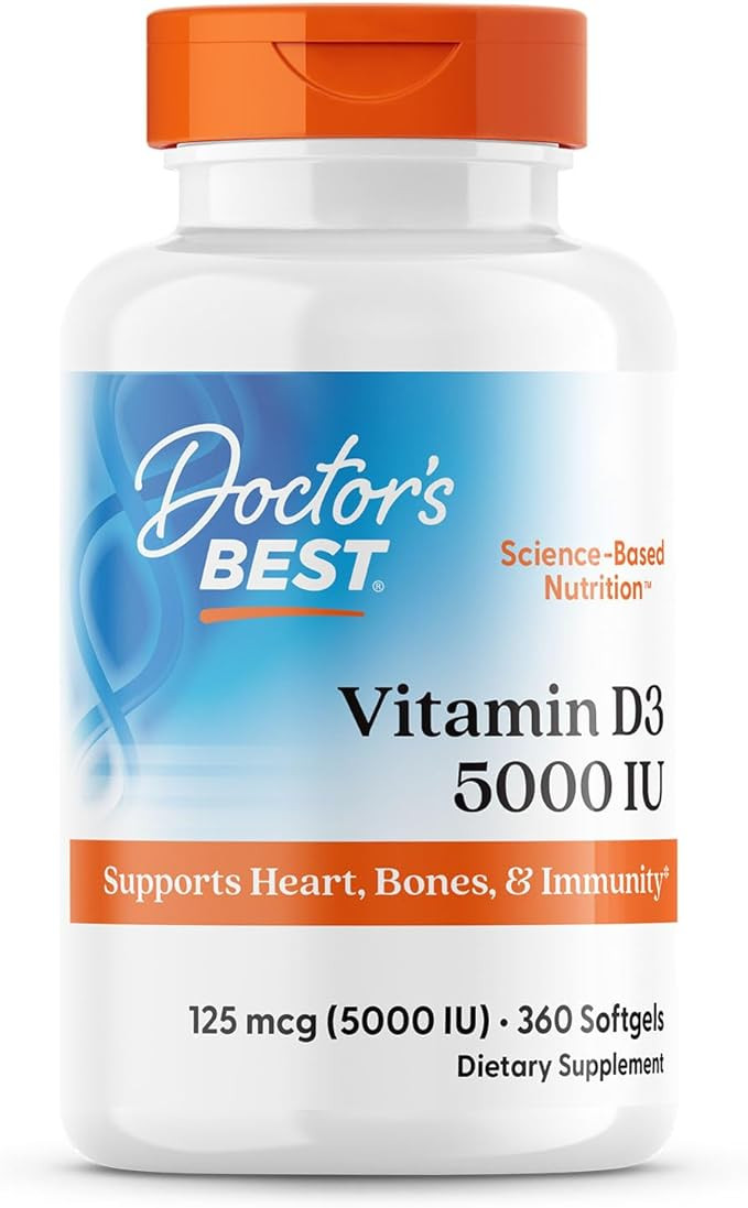 Doctor's Best Vitamin D3 5000 IU Softgels for Men & Women - Vitamin D Supplement for Immune Syste... | Amazon (US)
