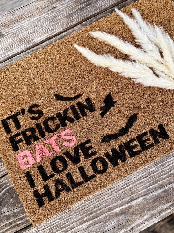 Pink Halloween Doormat Its Frickin Bats I Love Halloween - Etsy | Etsy (US)
