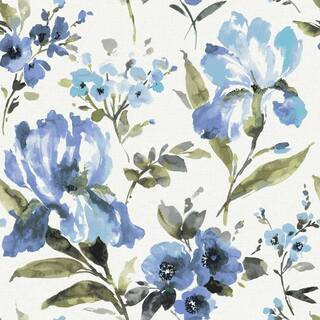 RoomMates 30.75 sq. ft. Iris Blue Peel and Stick Wallpaper RMK12296PL - The Home Depot | The Home Depot