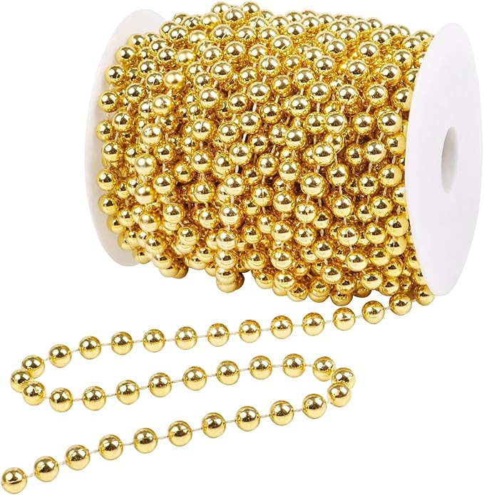 FOIMAS 50ft Christmas Tree Beads Garland,Artificial Pearls Beads Garland Trim Garland Roll for Ch... | Amazon (US)