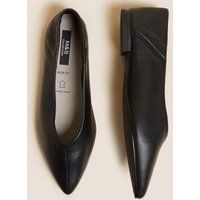 M&S Womens Wide Fit Leather Pointed Ballet Pumps - 3 - Black, Black,Pale Blue,Dusted Pink | Marks & Spencer (UK)