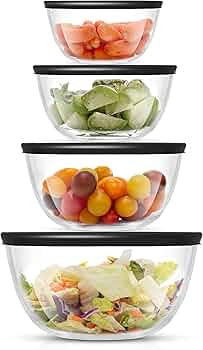 JoyJolt Kitchen Mixing Bowls - 8pc Glass Bowls with Lids Set – Neat Nesting Bowls - Large Mixin... | Amazon (US)