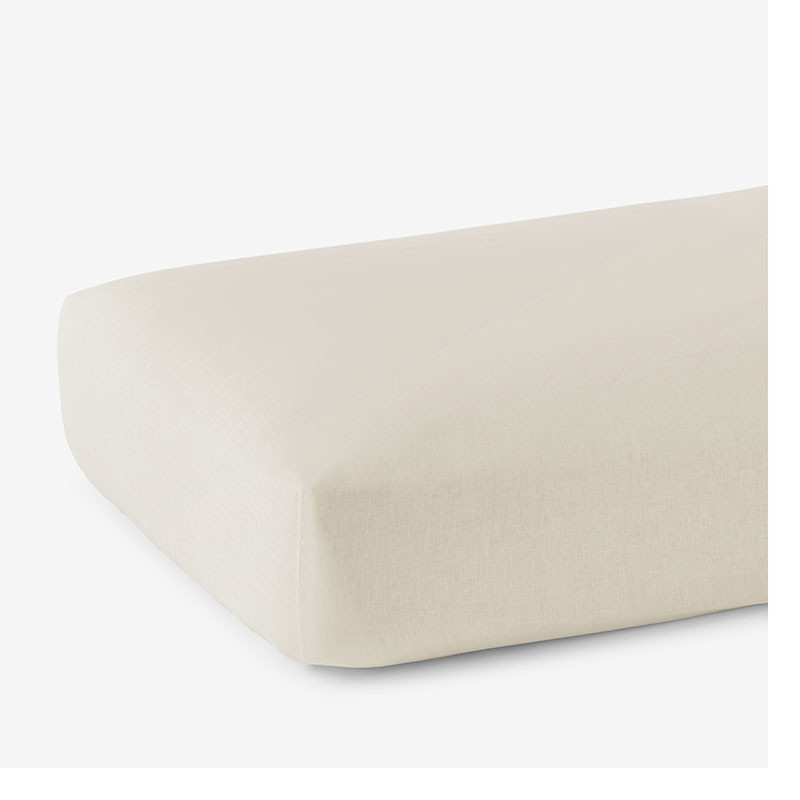 Premium Breathable Washed Linen Solid Fitted Bed Sheet - Parchment, King | The Company Store