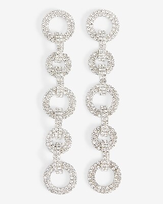 Rhinestone Linked Circle Chain Earrings | Express