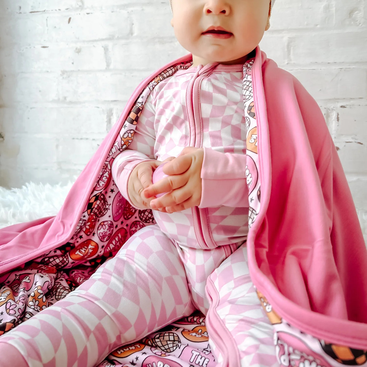 ZIP ROMPER- Pink Dizzy Check | millie + roo