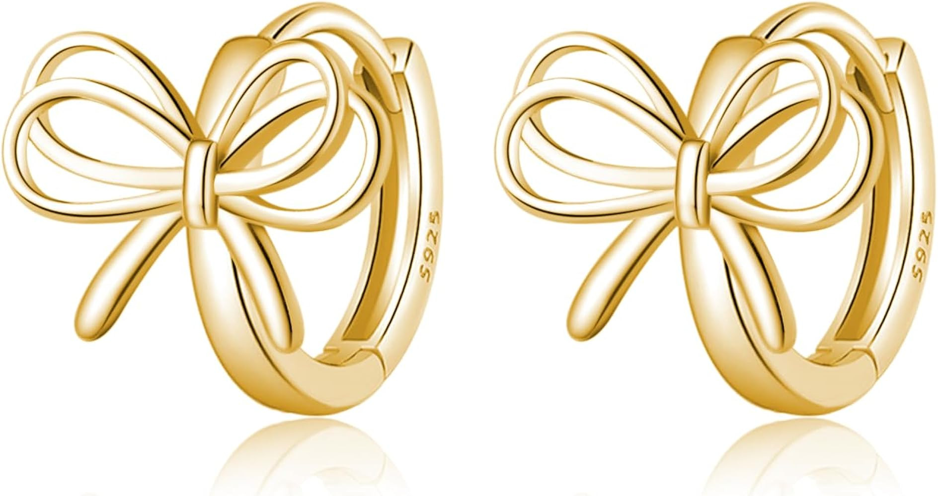 Reffeer Solid 925 Sterling Silver Bow Hoop Earrings Ribbon for Women Girls Bowknot Hoop Earrings ... | Amazon (US)