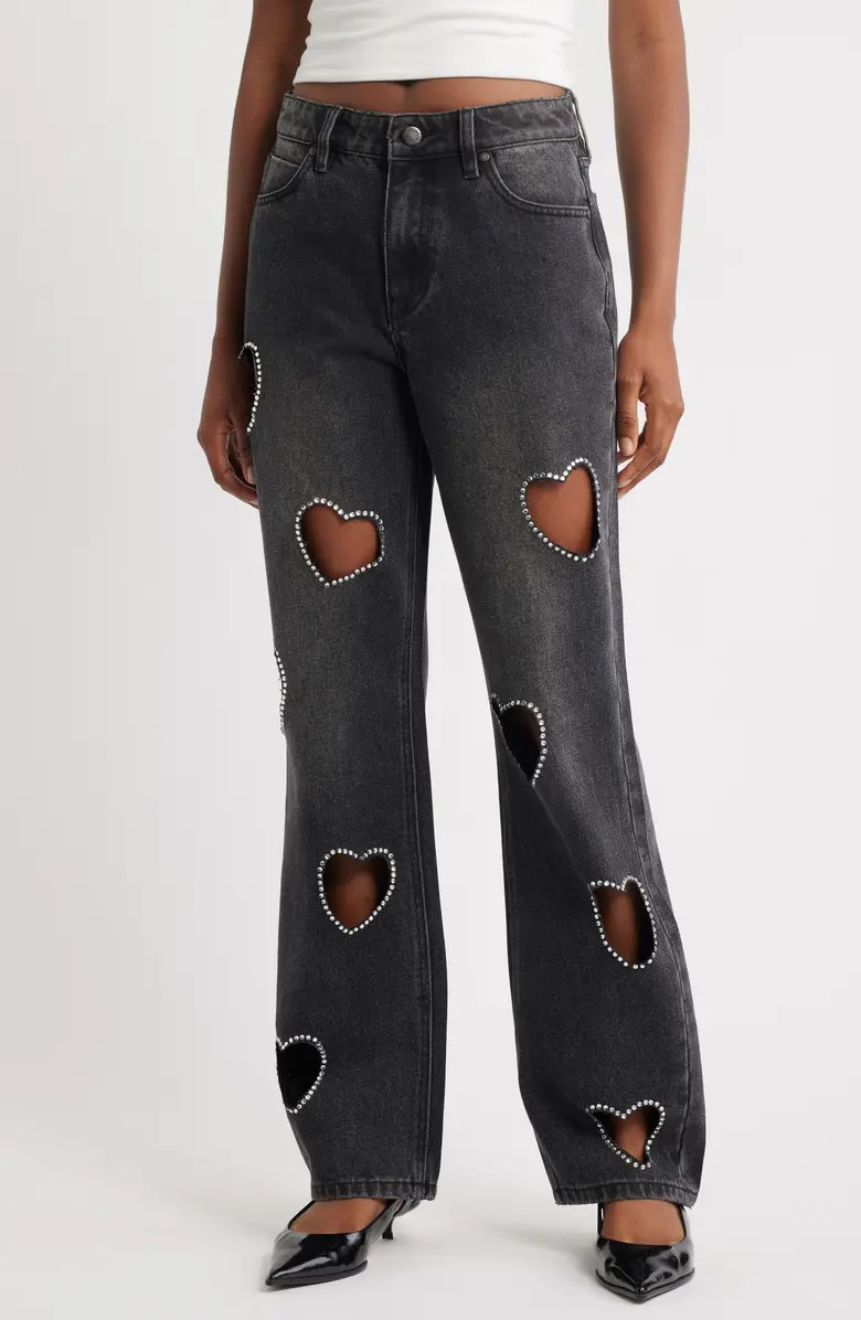 Heart Cutout Wide Leg Jeans | Nordstrom