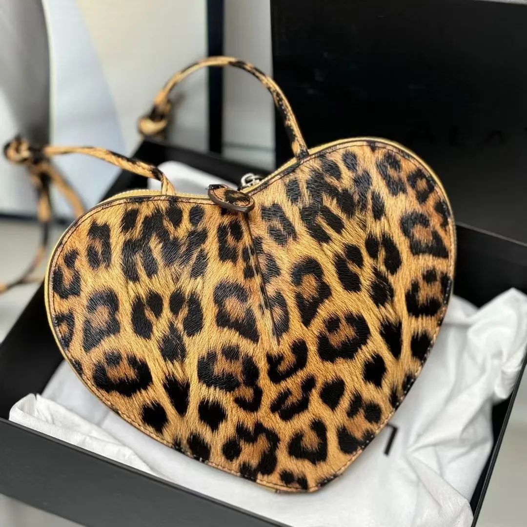 Lady Genuine Leather Coeur Evening Bags Leopard Shoulder Party Bag Peach Heart Shaped Cross Body ... | DHGate