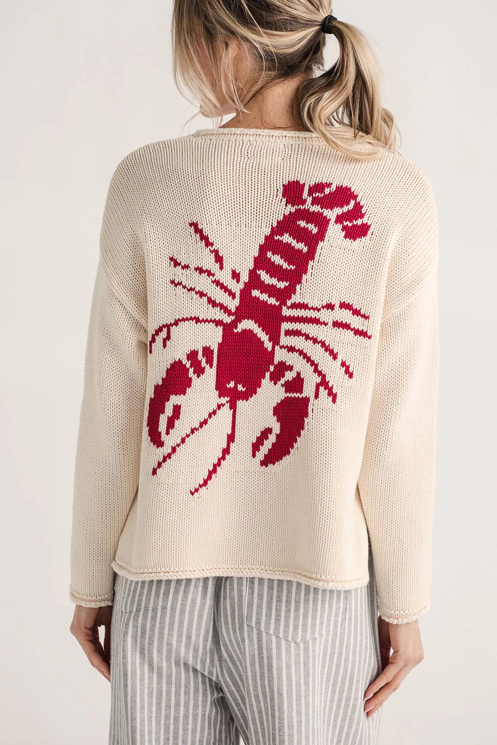 Pink Pineapple Rollneck Lobster Boxy Sweater | Social Threads