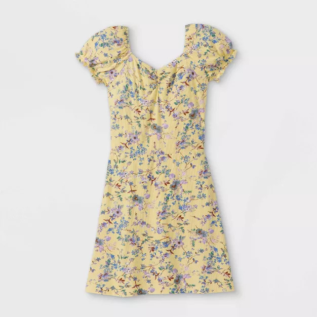 Girls' Puff Sleeve Floral Knit Dress - art class™ | Target