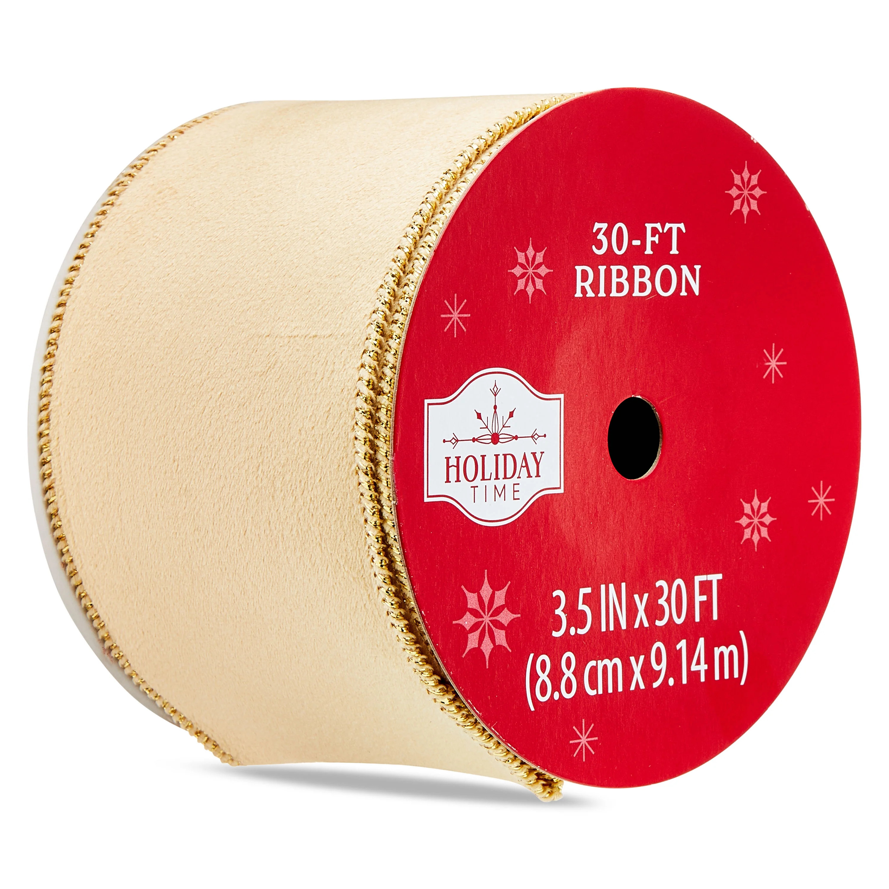 Gold Velvet Christmas Ribbon, 3.5" x 30', by Holiday Time | Walmart (US)