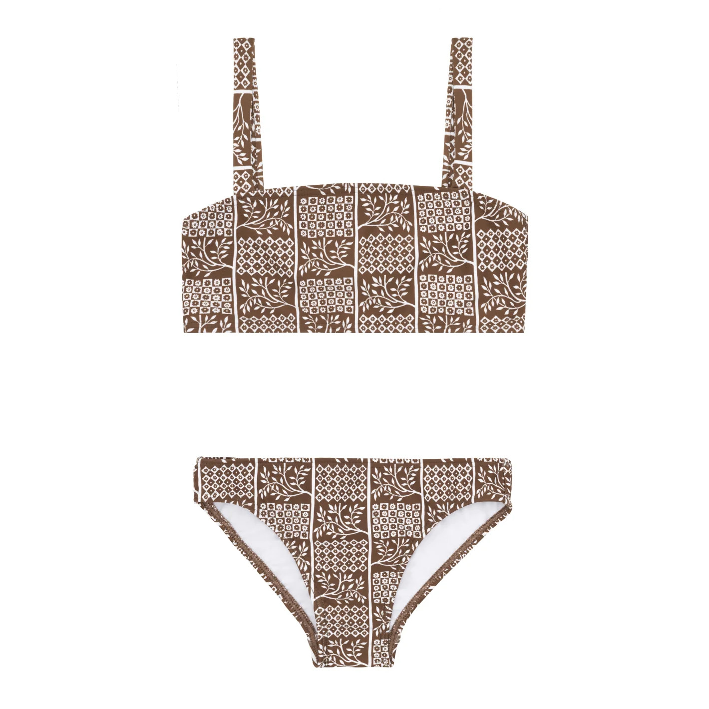 girls checker tree bandeau bikini | minnow