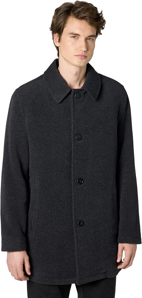 Cole Haan mens Button Up Wool Plush Car Coat | Amazon (US)