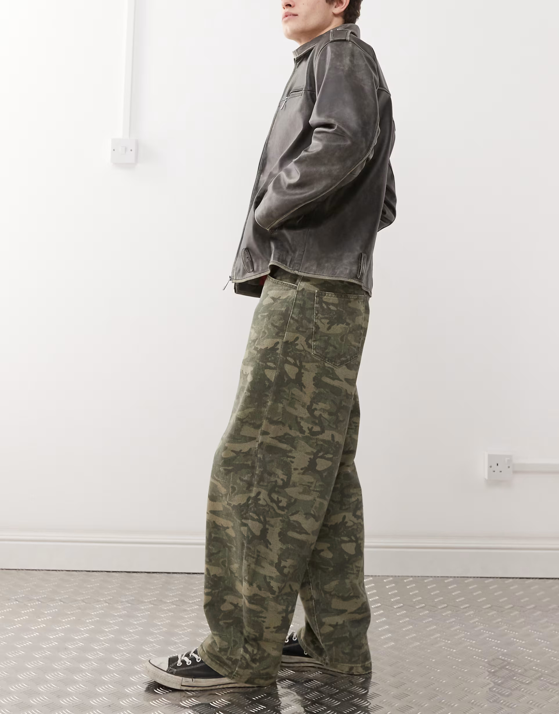 Reclaimed Vintage wide leg baggy camo print jeans | ASOS (Global)