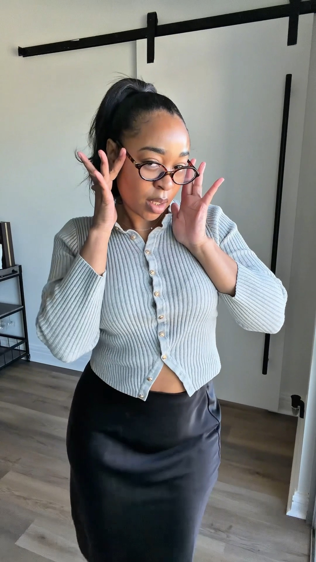 OOTD
 Zara satin skirt 
Nine West Gerry Knee high Boots
Vintage Oval Frame Flat Glasses 

#LTKootd #LTKgrwm