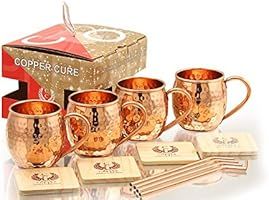 Moscow Mule Copper Mugs - Set of 4 - Highest Quality Gift Set – 100% HANDCRAFTED - Food Safe - ... | Amazon (US)