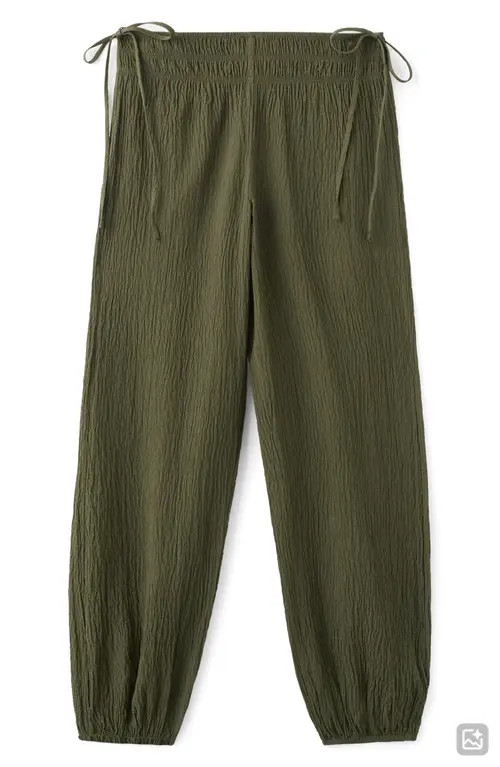 MANGO TEEN Texture Side Tie Balloon Pants in Khaki Green at Nordstrom, Size X-Small | Nordstrom