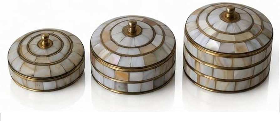 Decorative Jewelry Trinket Box Unique Gift for Home Decor Antique Metal Case with Mother of Pearl... | Amazon (US)