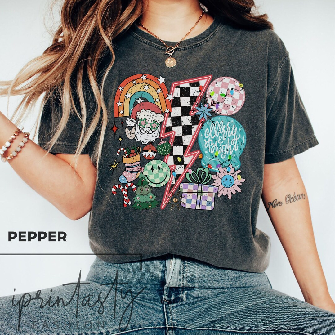 Retro Christmas shirt, Groovy Chritmas tee, Retro Christmas tee, holiday apparel, Holiday apparel... | Etsy (US)